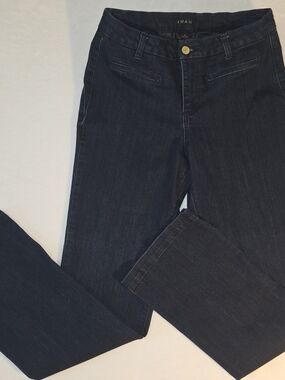 IMAN Dark Indigo Straight-Leg Stretchy Women's Jeans Size Small Average